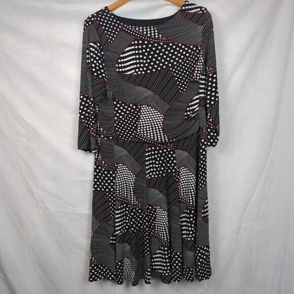 Rekucci Dresses & Skirts - Rekucci 3/4 Sleeve Polka Dot Midi Dress